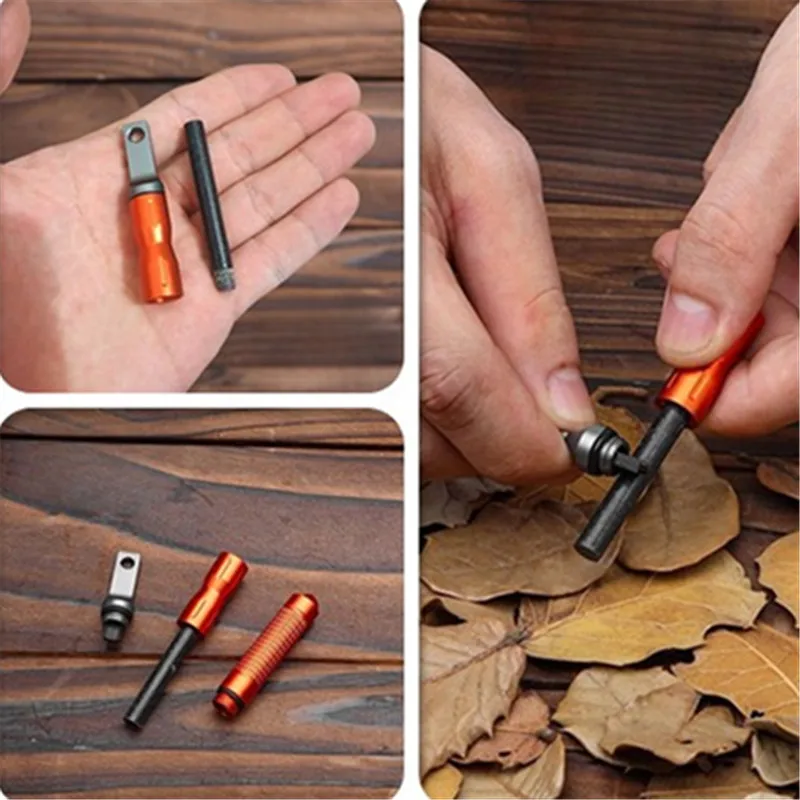 Ferro Rod Striker - Neues wasserdichtes tragbares Feuerstein-Notfall-Feuerstarter, multifunktionales Outdoor-Camping-Feuerstangenwerkzeug