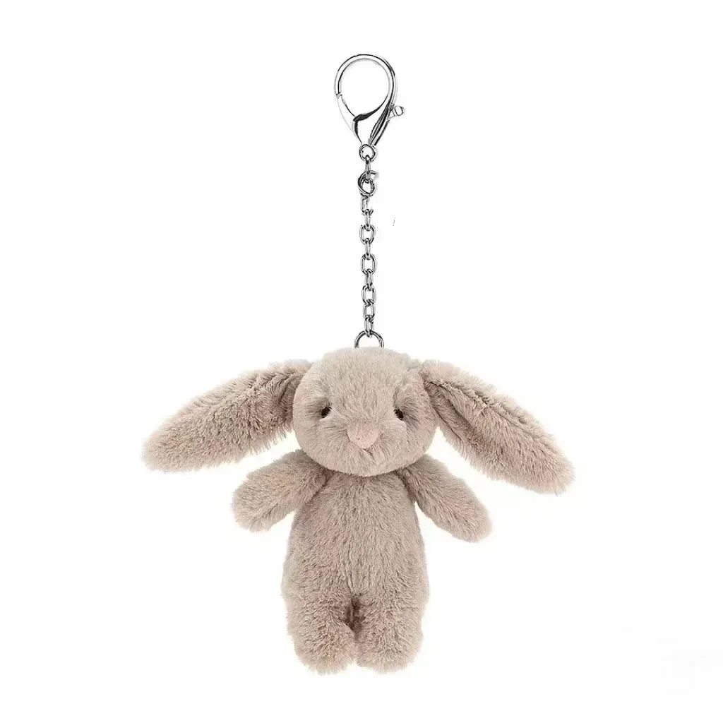 Carabiner Keychain - Niedliche Cartoon-Hasen-Schlüsselanhänger mit Pompon, Trinket-Spielzeug, Mädchen-Taschenanhänger,