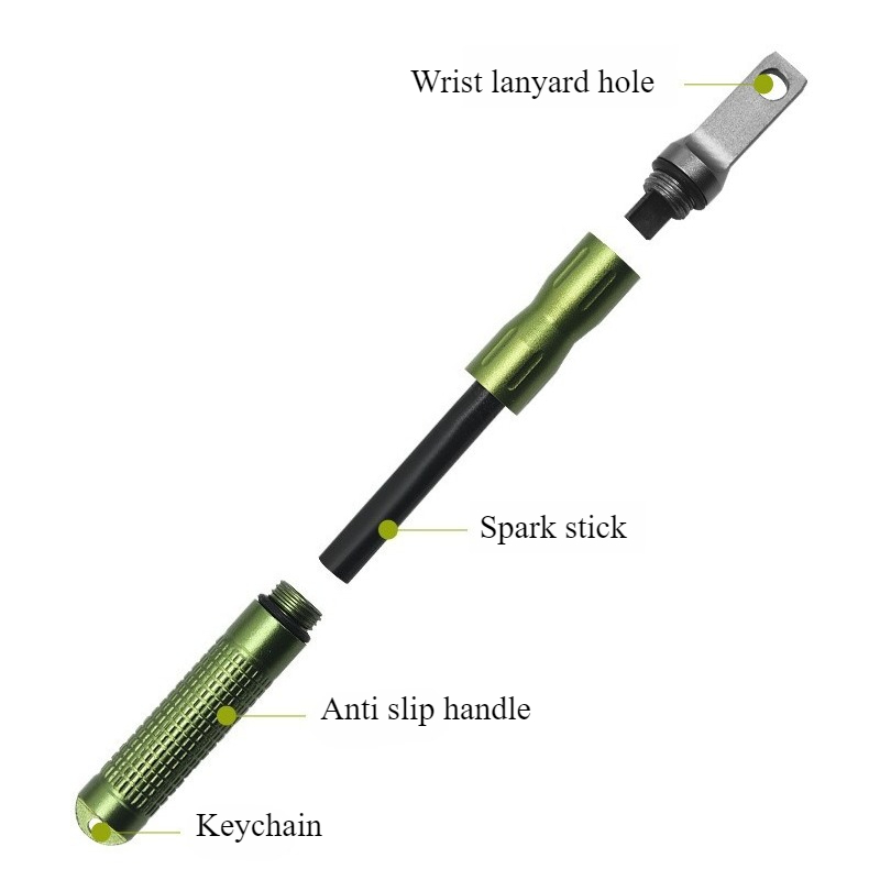 Ferro Rod Striker - Tragbarer Wasserdichter Feuerstein-Notfall-Feuerstarter Multifunktionales Outdoor-Camping-Equipment Feuerstab-Werkzeug