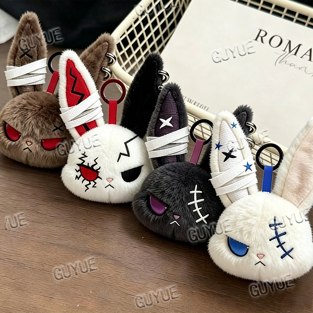 Carabiner Keychain - Kawaii Schlüsselanhänger: Heißer Gothic-Hasen-Plüsch-Schlüsselanhänger, Anhänger für
