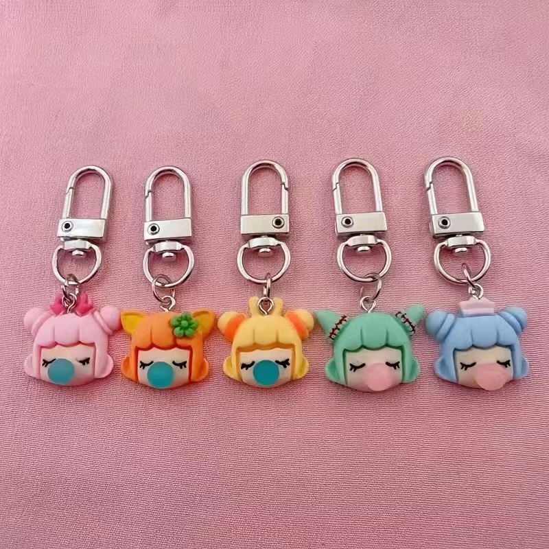 Carabiner Keychain - 5 Stück Harz-Mädchen-Schlüsselanhänger, geeignet für Taschen