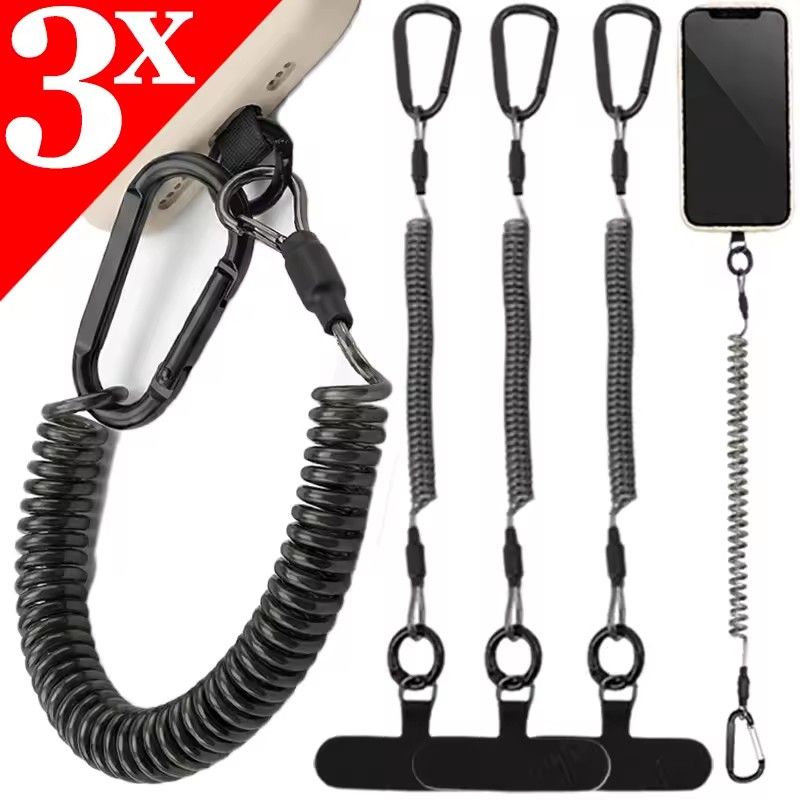 Carabiner Keychain - Diebstahlsichere, flexible Handykordel mit Karabinerhaken und