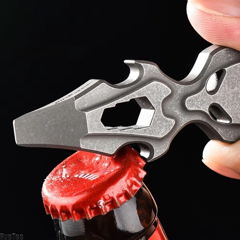 Titanium Pry Bar - Flaschenöffner-Schraubenschlüssel Multifunktionales Titan-Outdoor-Kleinwerkzeug Schlüsselanhänger-Anhänger Zubehör Brecheisen